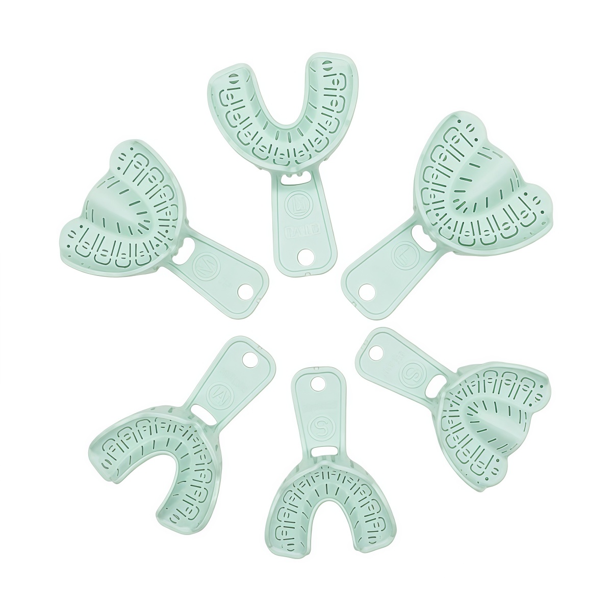 Teeth Whitening Trays - 6 Stück Zahnimplantat-Abdrucklöffel Grün Vollmund-Abdrucklöffel Herausnehmbare